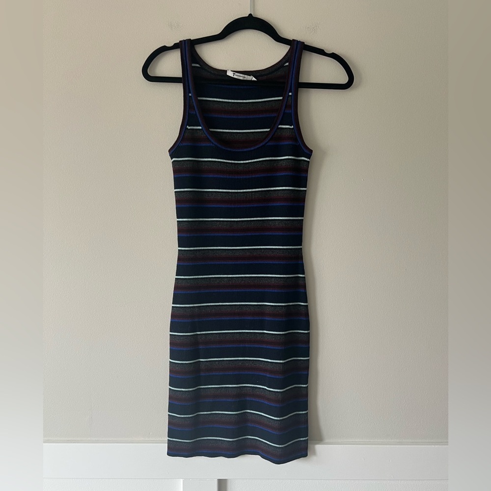 Y2K T by Alexander Wang Striped Ribbed Knit Mini Dress Size M